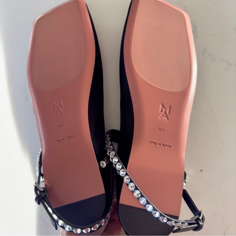 NIB Amina Muaddi Ane Ankle Strap Mesh ballet flat Size: 8.5 US/ 38 1/2” EU - Picture 4 of 5